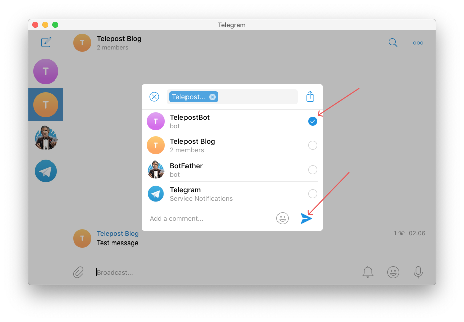 Channel add with bot Select forward chat